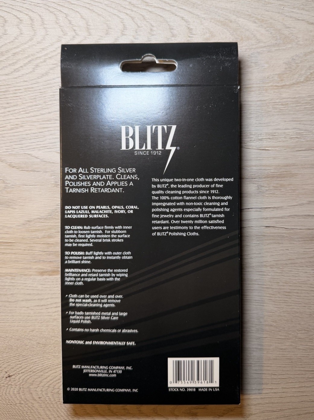 Blitz Silver Care Cleaning Cloth Non-Toxic Reusable Silver MPN 39618