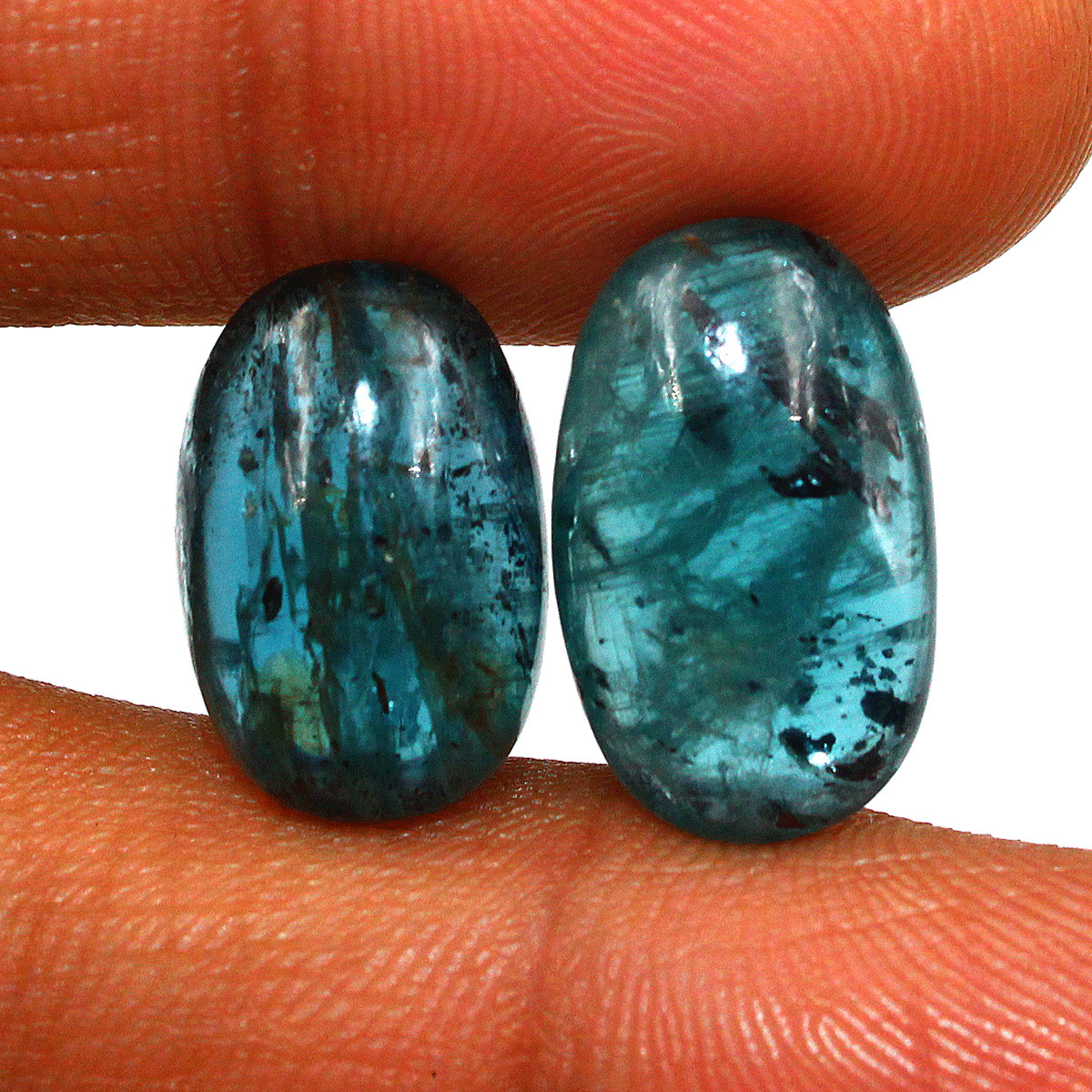 5 PC Natural Flashy Teal Moss Kyanite Untreated 15.4mm-18.5mm Cabochon Gemstones