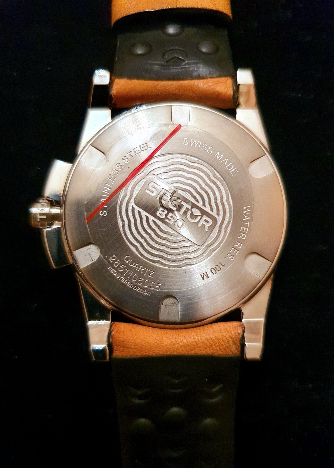New Sector 850 Moon Phase Steel Leather 100Mt Swiss Made Watch