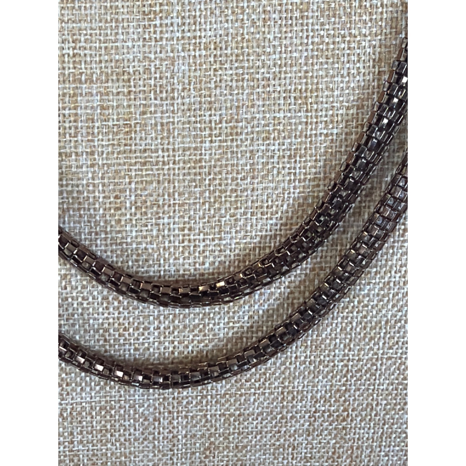 Gunmetal Mesh Double Strand Knotted Layered Statement Necklace Bronze Tone