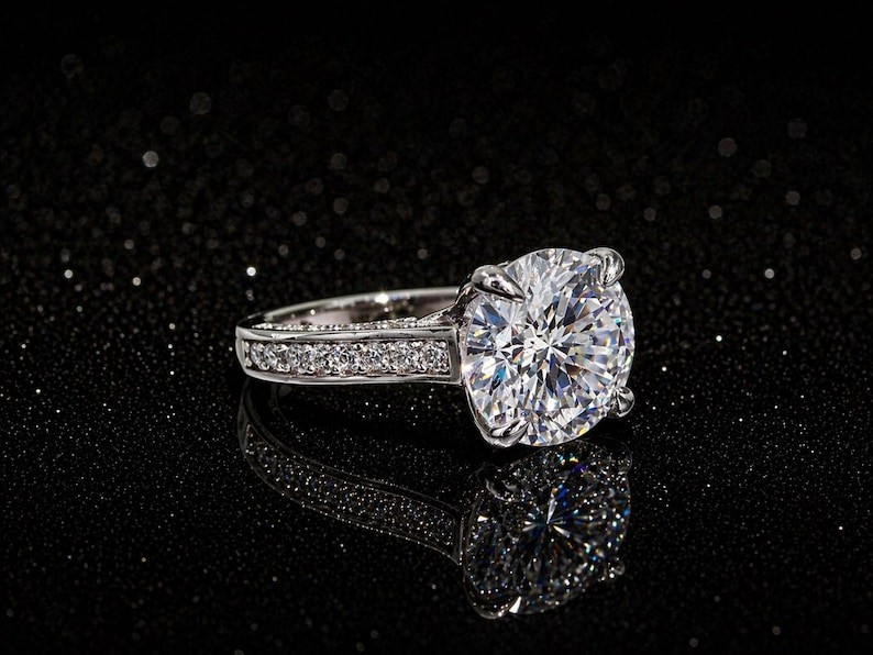 RARE 7.20 Ct Certified White Diamond Solitaire Ring, in 925 Sliver, Great Shine