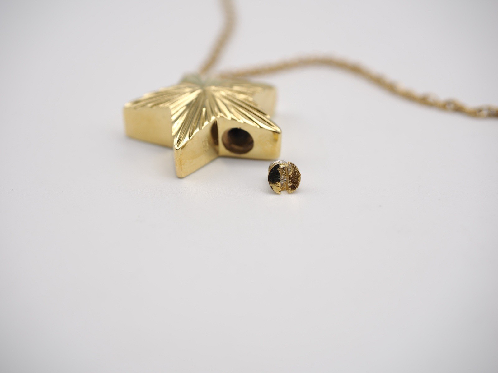 Unique Star Cremation Keepsake 14k Gold Plated Over 925 Sterling Silver
