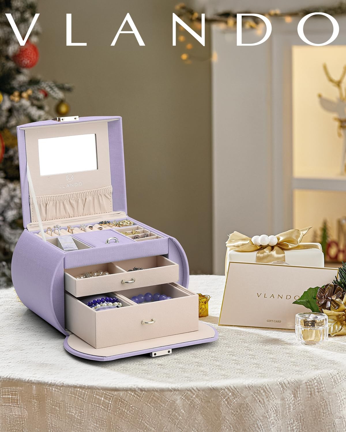 VLANDO Princess Style Jewelry Box for Girls Regular-Box, Purple