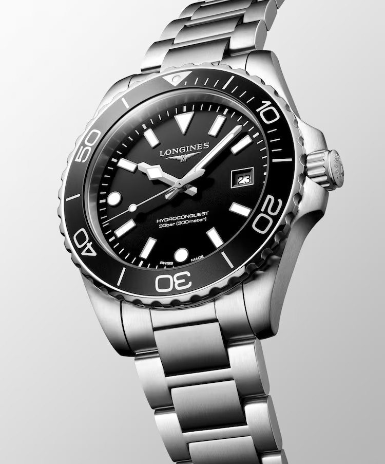 Longines Hydroconquest 42 MM Quartz SS Black Sandblasted Dial Watch L37694566