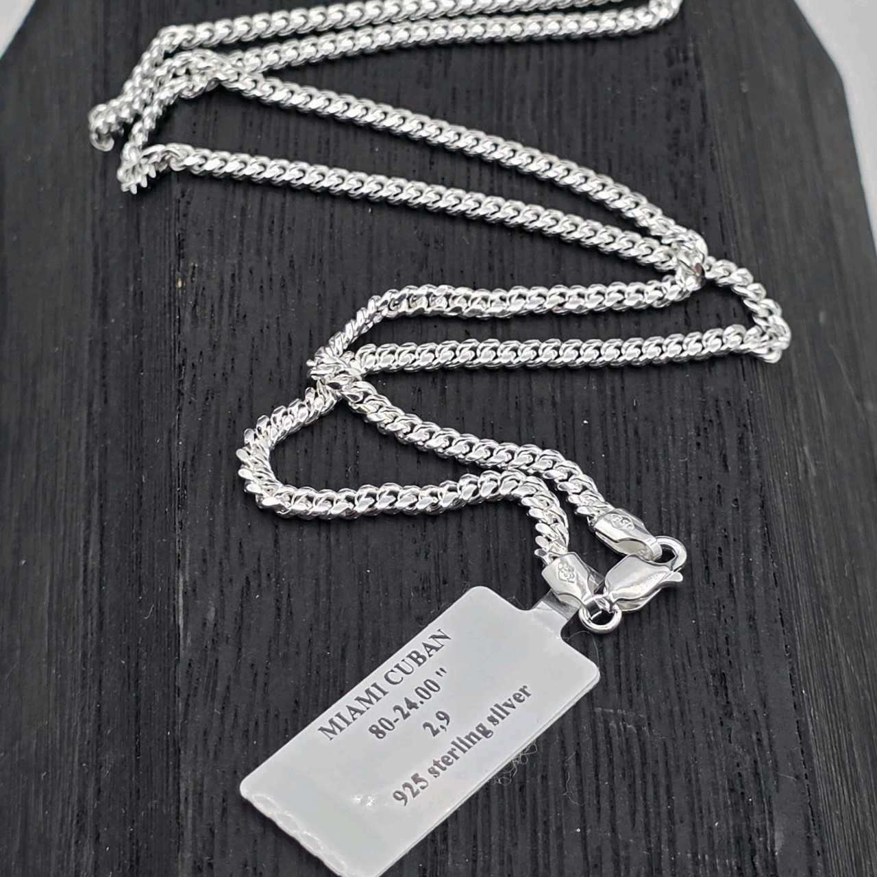 NWT Italy 925 Sterling Silver Miami Cuban Link Chain 24″ 3.0mm 15.4g Unisex