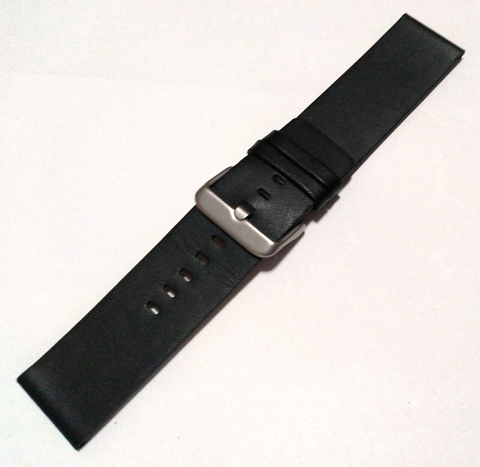 Genuine Leather Black 24mm Smartwatch Watch Band 7 7/8″ (201mm) Regular Length