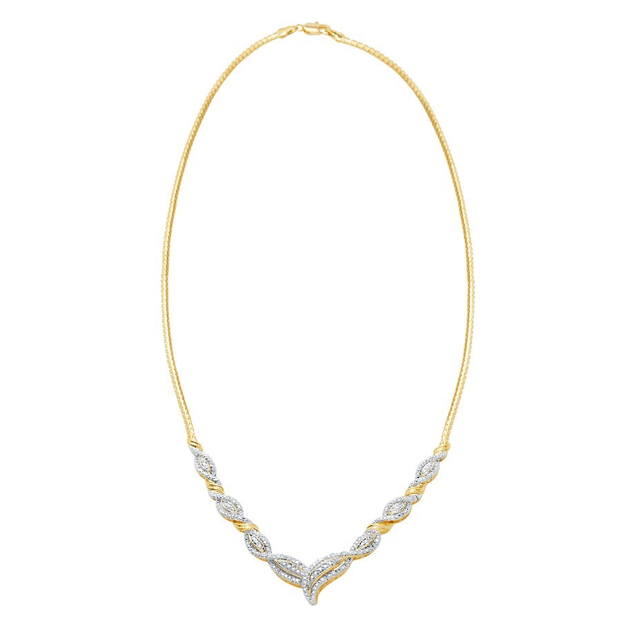 1/4 Cttw Gold Plated Two Tone Round Diamond Beautiful Necklace for Women