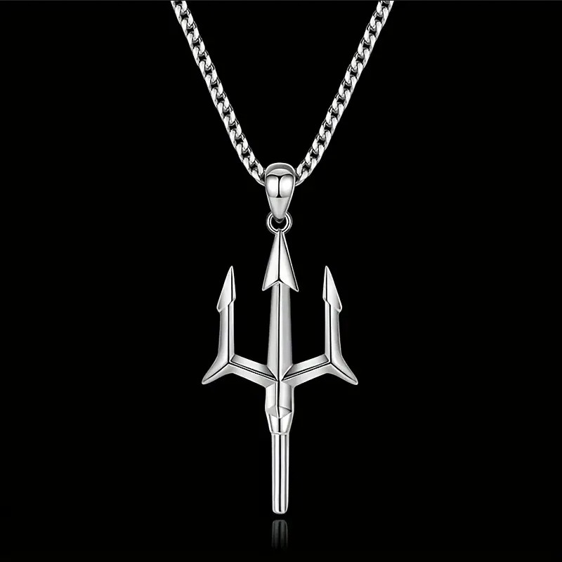 Coat Of Arms Of Ukraine Trident Tryzub Jewelry Silver Pendant Necklace