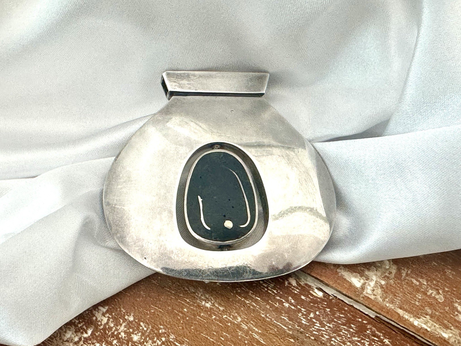 Sterling Silver 925 Reversable Spin Vintage Modernist FLIP Pendant Handmade