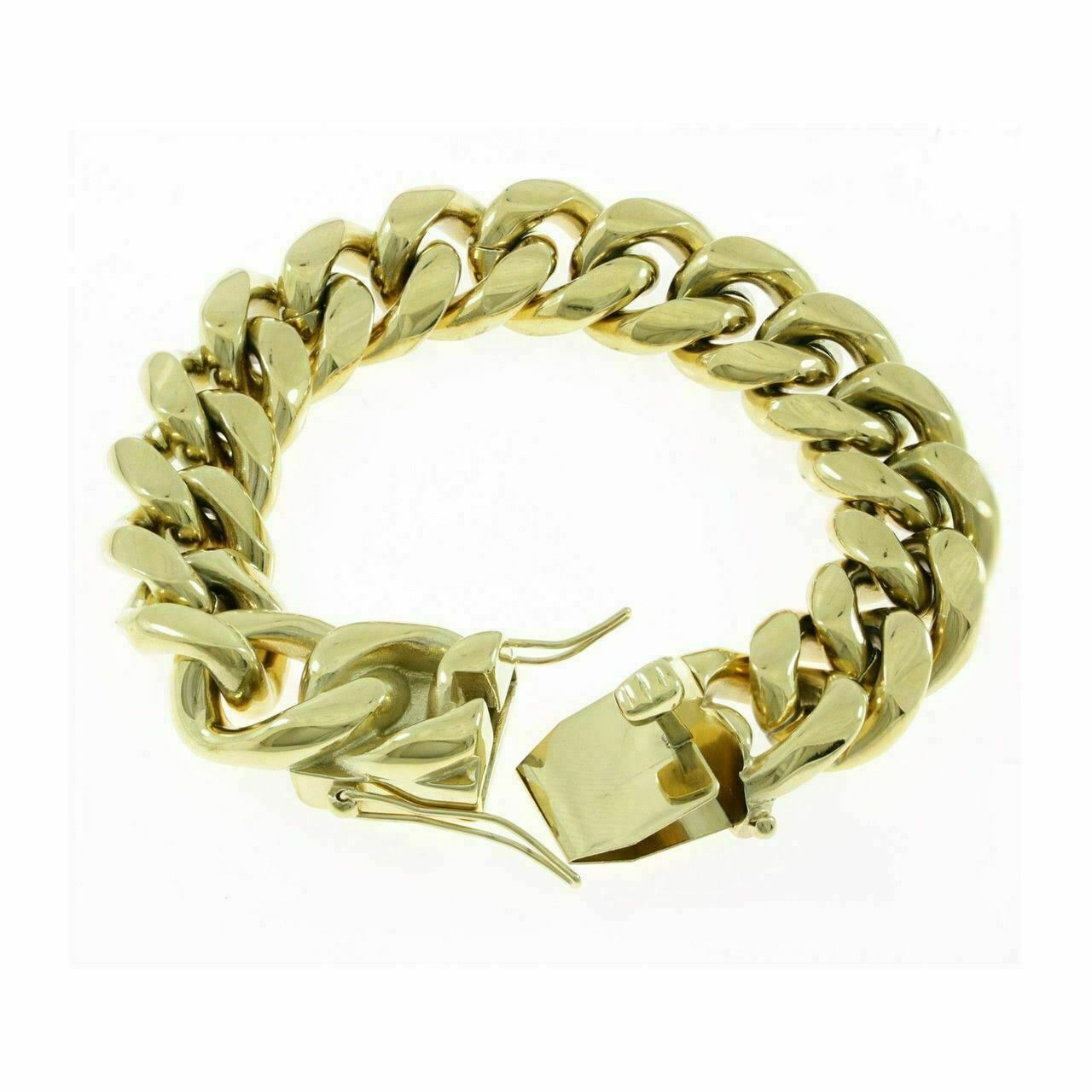 18mm Men’s Miami Cuban Link Bracelet 14k Gold Plated Stainless Steel 150 Grams