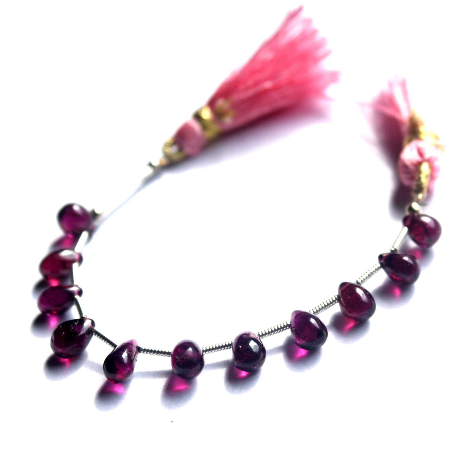 5×7-5×7.5 MM Natural Purple Pink Rhodolite Garnet Smooth Drops 4 Inch Beads