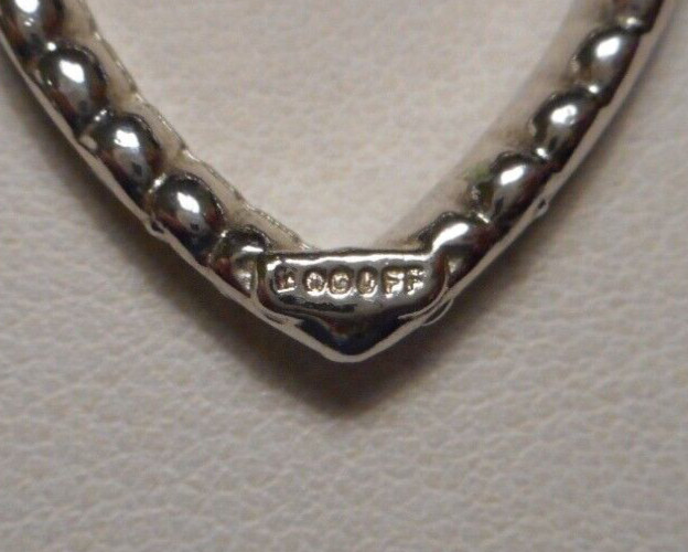1950s Bogoff Diamante Rhinestone Silver-tone Heart Pendant on 16″ Chain Necklace