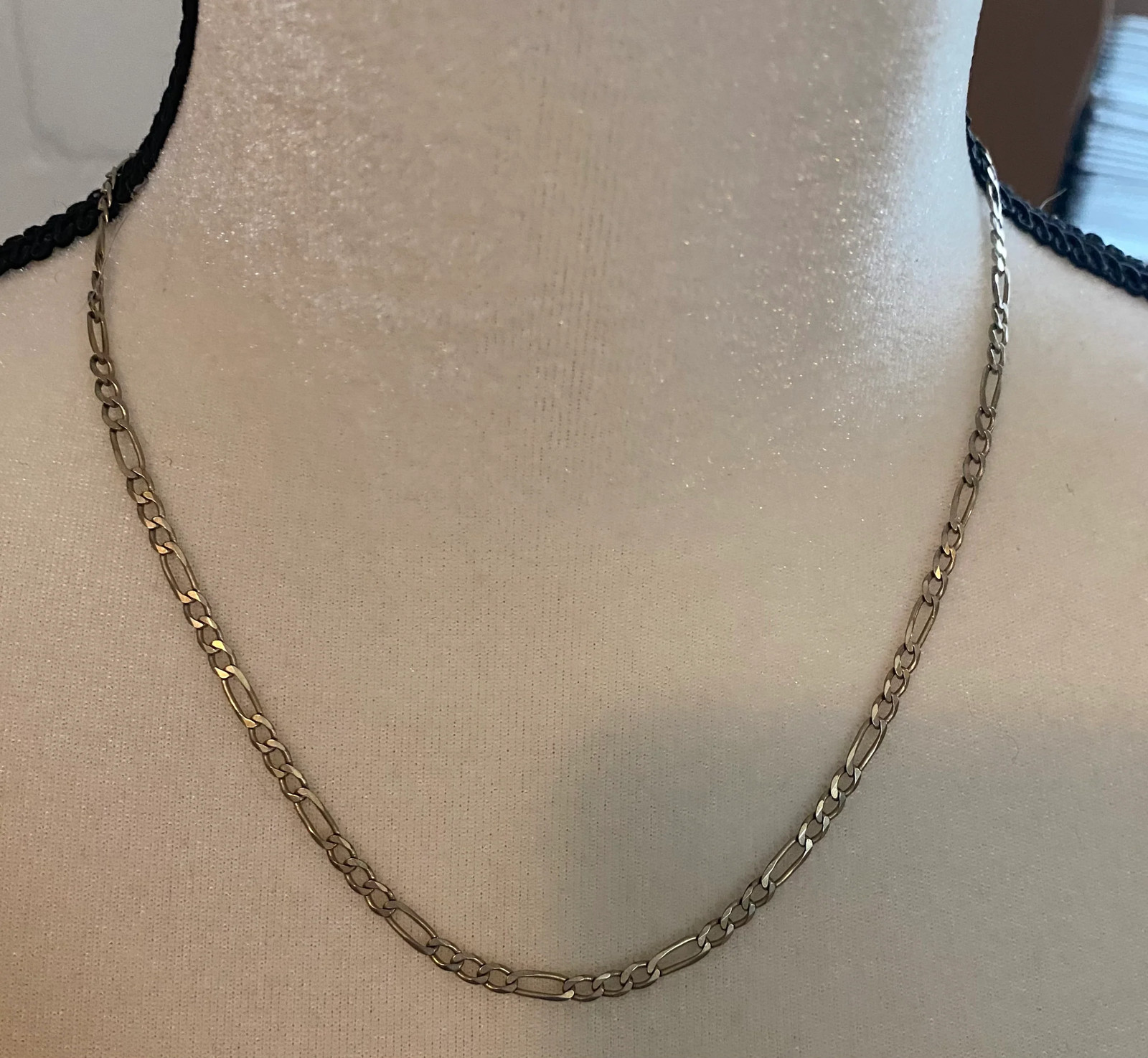 Sterling Silver 925 Flat Figaro Chain Link Necklace 18″ Long x 3mm Wide