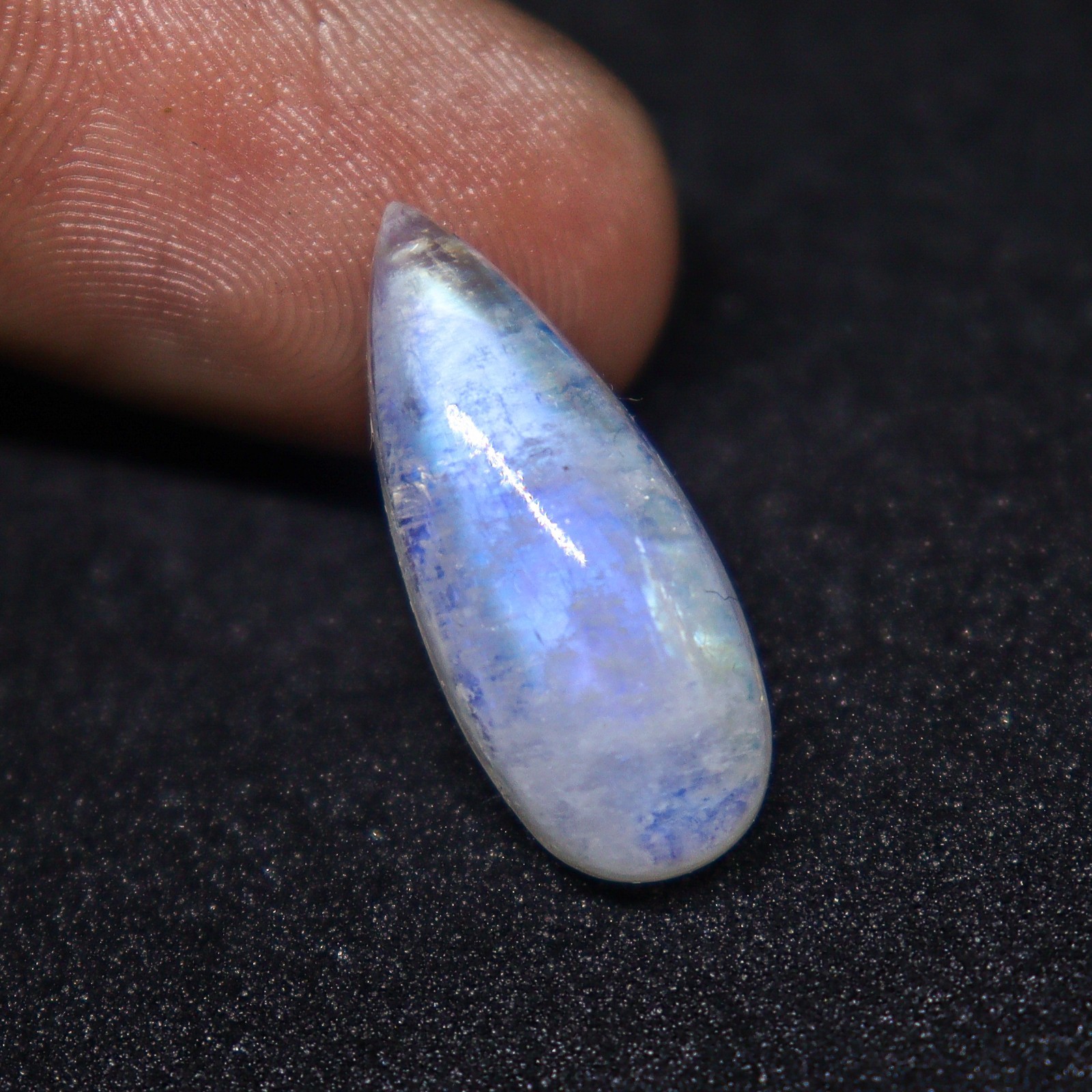 Natural Rainbow Moonstone Pear Cabochon 22×9 mm Blue Flash 11.00 Ct Gemstone