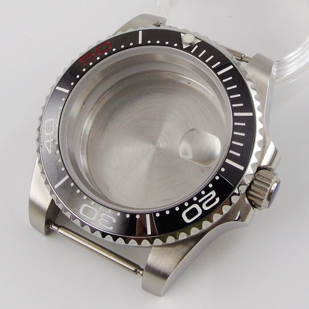 40MM Watch Case Fit NH35 NH35A Movement Sapphire Glass Brushed Case Magnifier