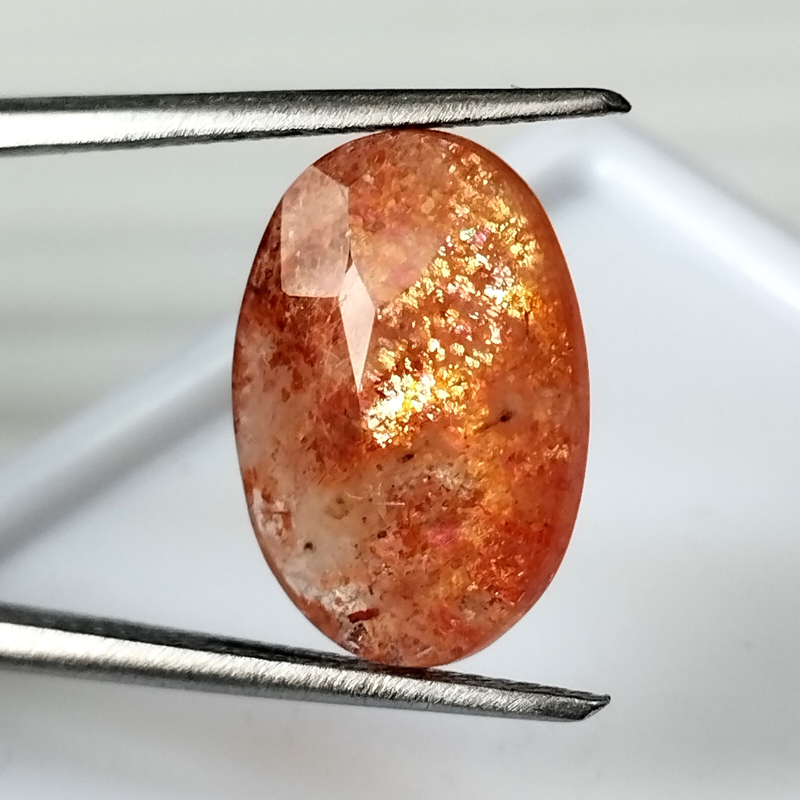 Natural Fire Sunstone Oval Cut Faceted Untreated Gemstone 5.05 Carat 15X10.9 mm