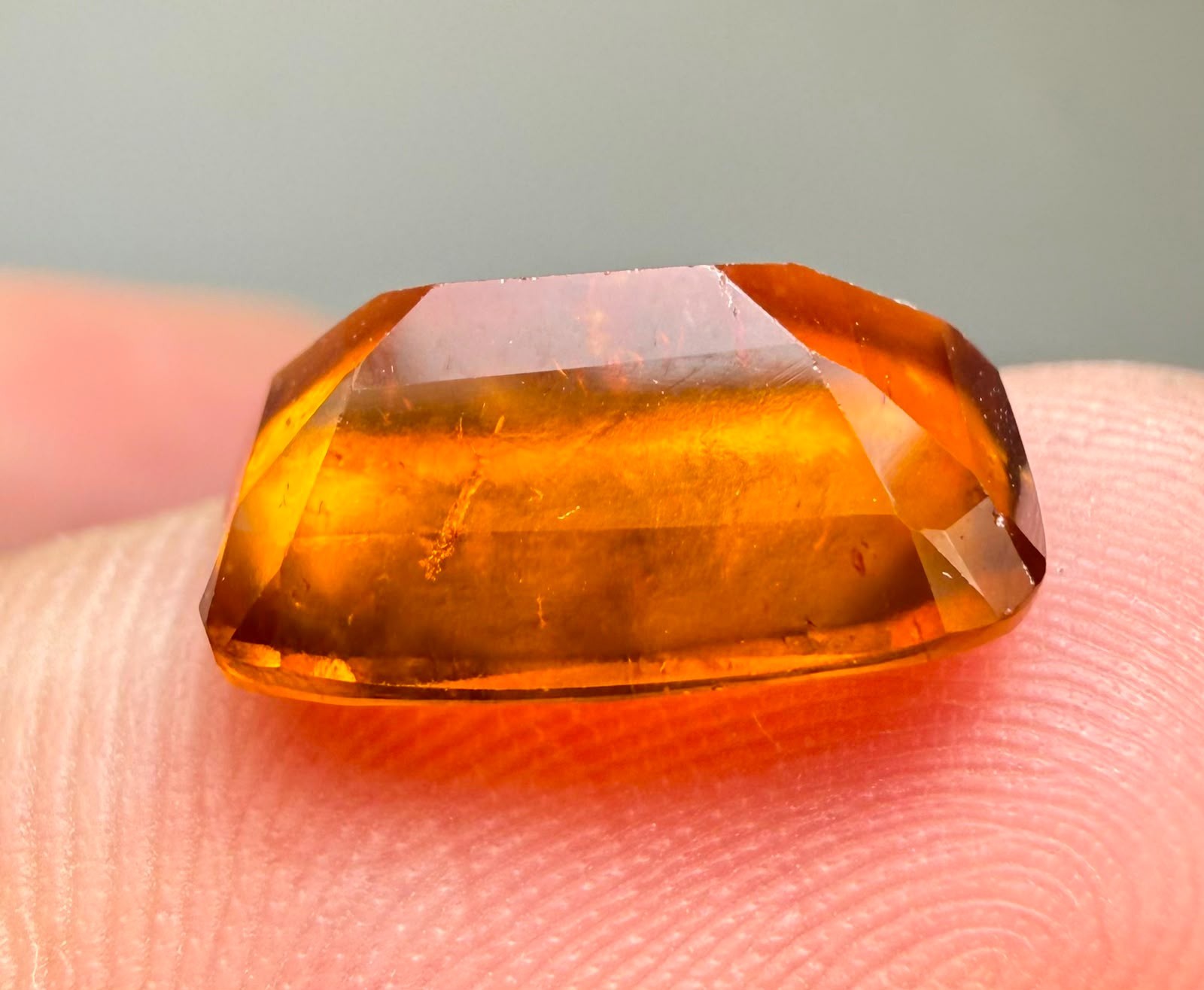 12.45 ct top quality natural orange color hessonite garnet loose gemstone