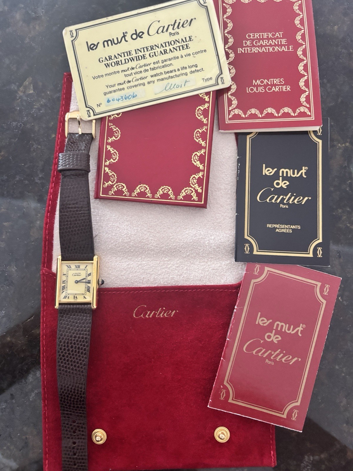 1980 Large Model, Cartier Tank, Lemon Dial- Box and Papers, 1 owner