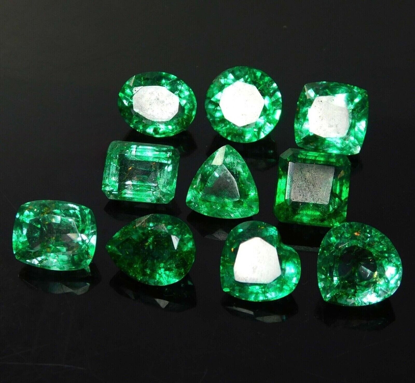 105 Ct 9 Pcs EGL Certified Natural Green Emerald Lot Mixed Cut Loose Gemstone
