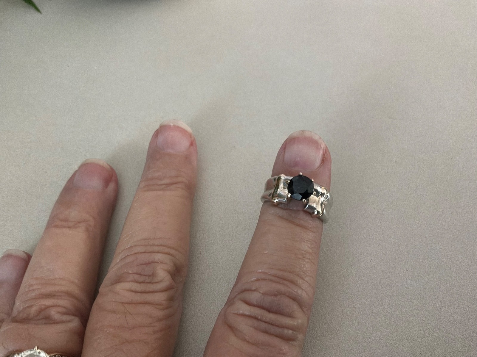 Vintage Purple Spinel Sterling Silver & 14k Yellow Gold Band Ring 1970’s