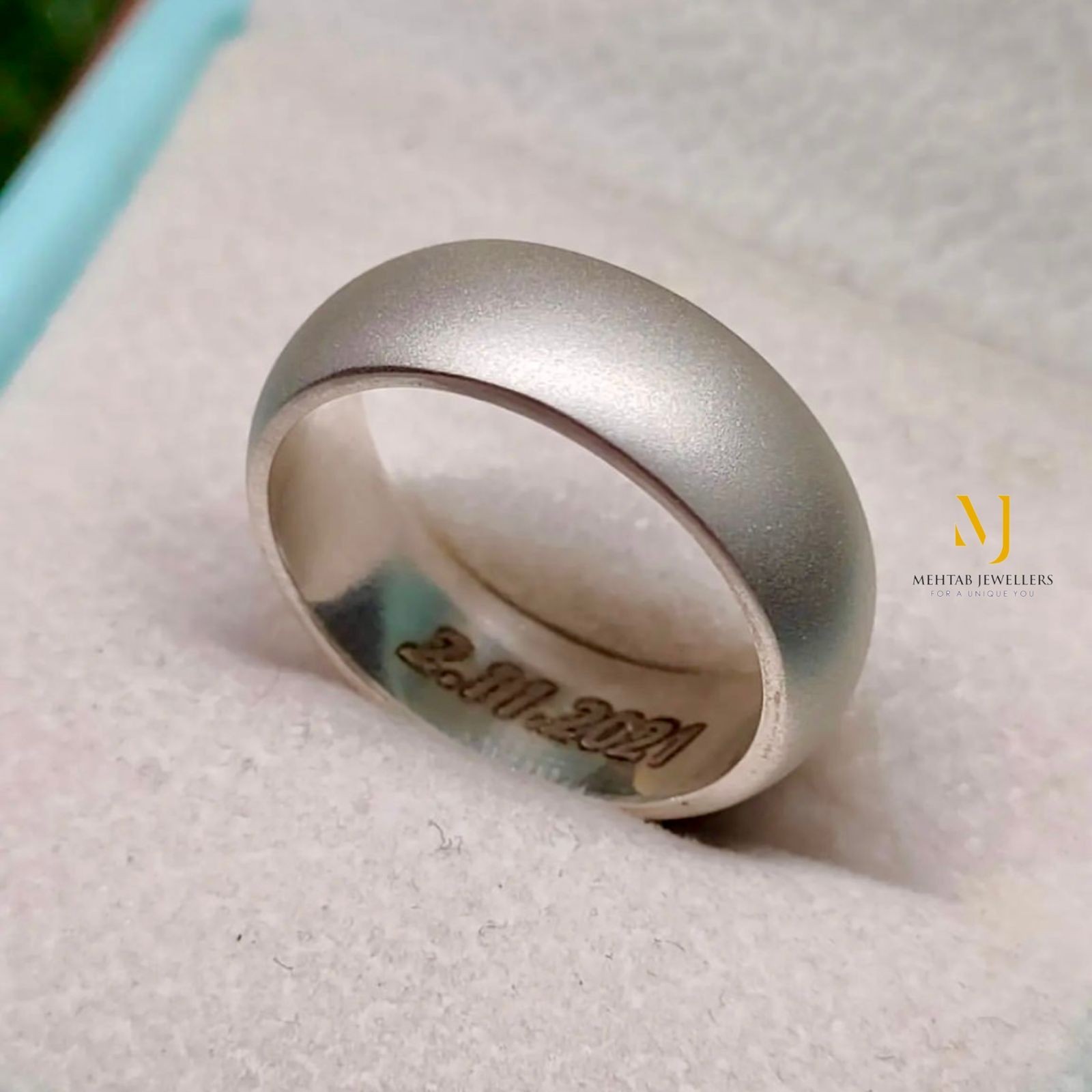 Sterling Silver Matte Band Ring Handmade Brushed Finish Custom Engraved Gift