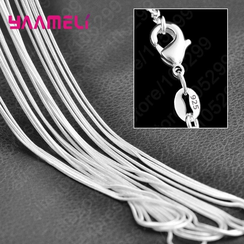 10PCS 925 Sterling Silver Necklace Chains 16-30 Inch Lobster Clasp Jewelry Makin