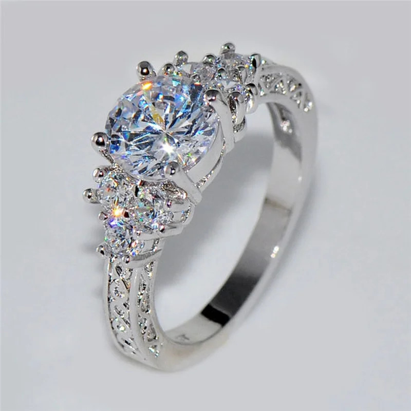Silver Cubic Zirconia Rings for Women Wedding Engagement Promise Gift Bridal