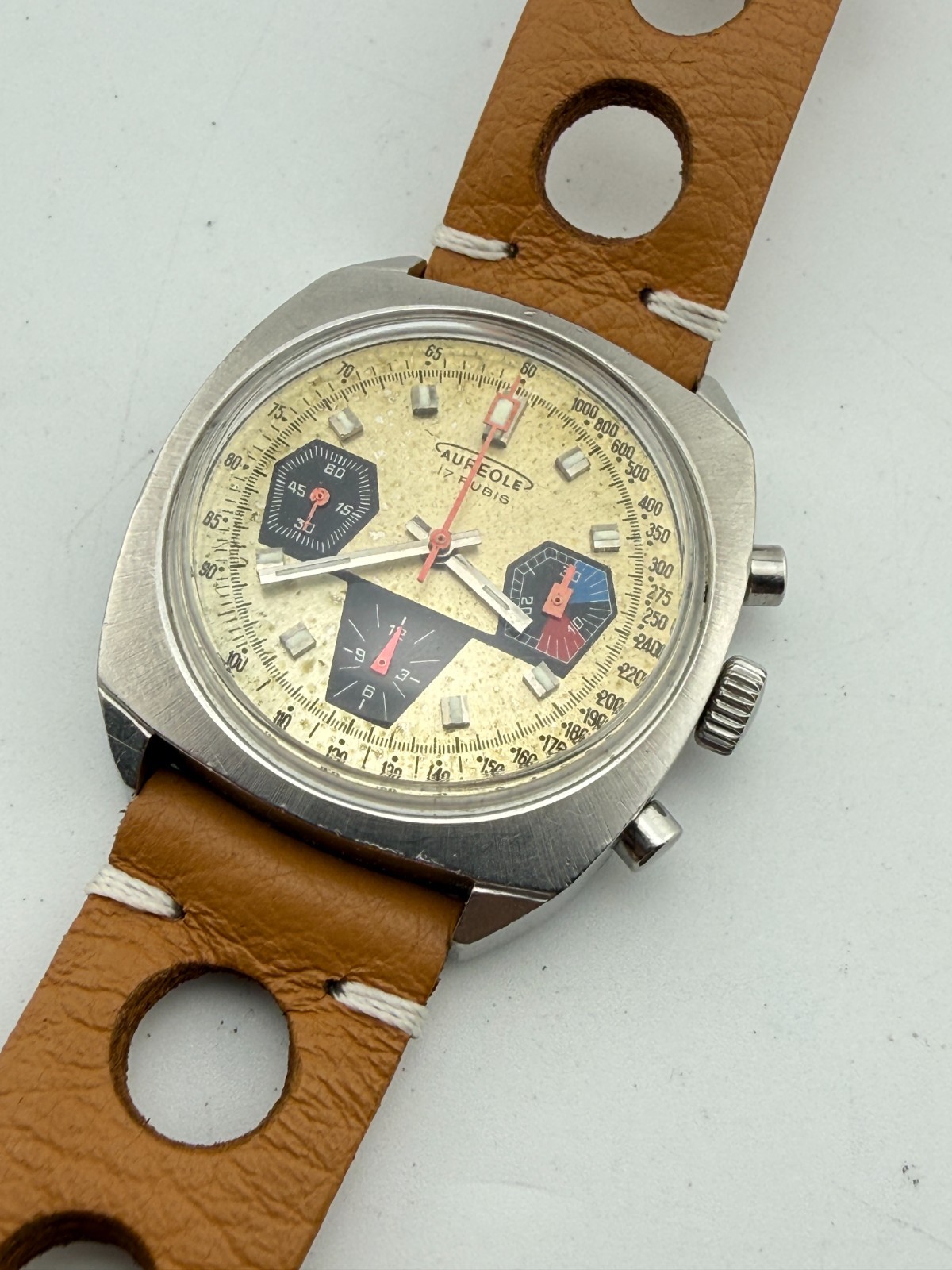 VINTAGE AUREOLE CHRONOGRAPH VALJOUX 7736 38 MM MANUAL WIND