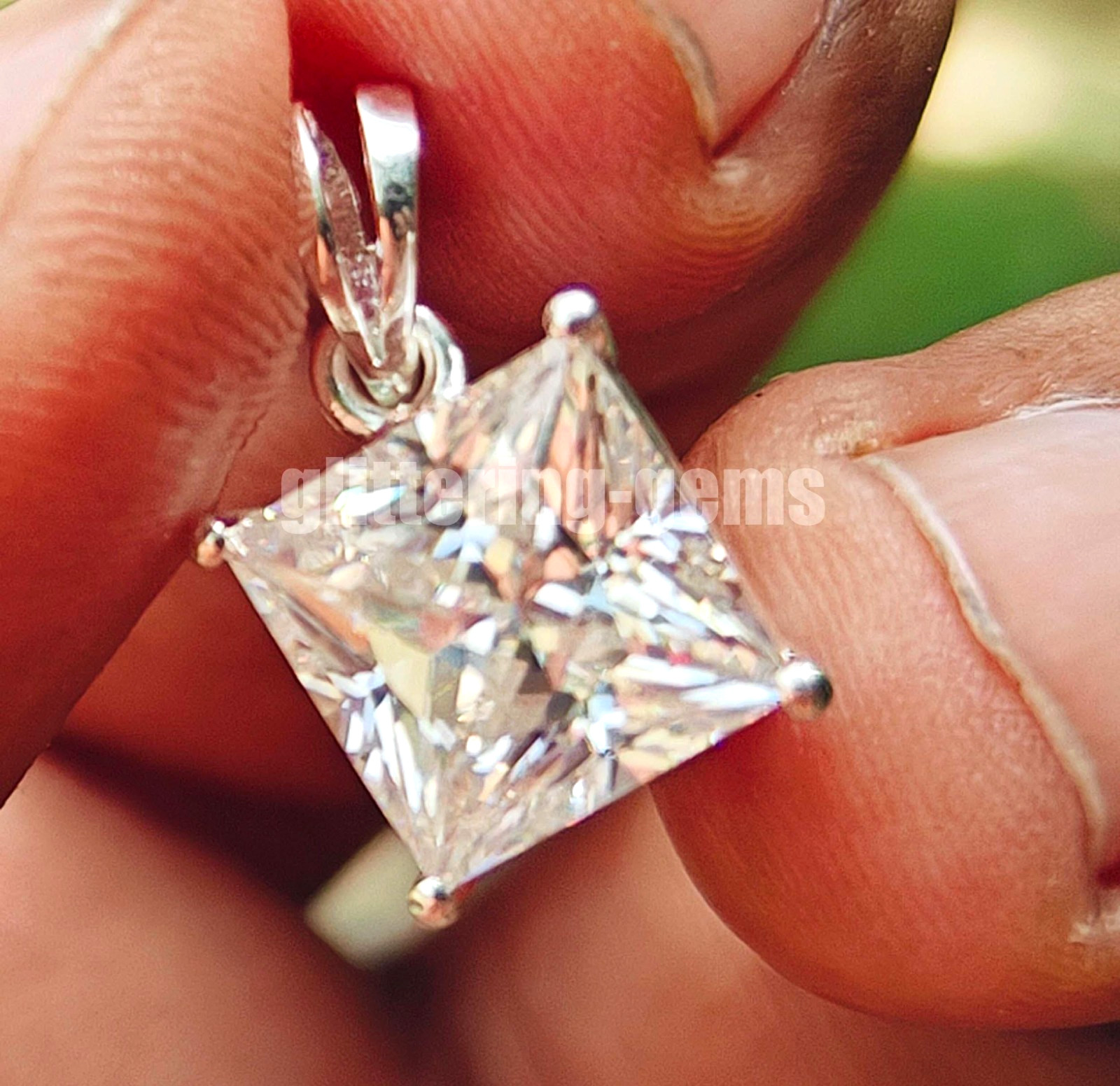 6 Ct Lab Grown CVD Diamond Princess D Color VVS1 925 Silver Pendant IGL Gem 6JHK