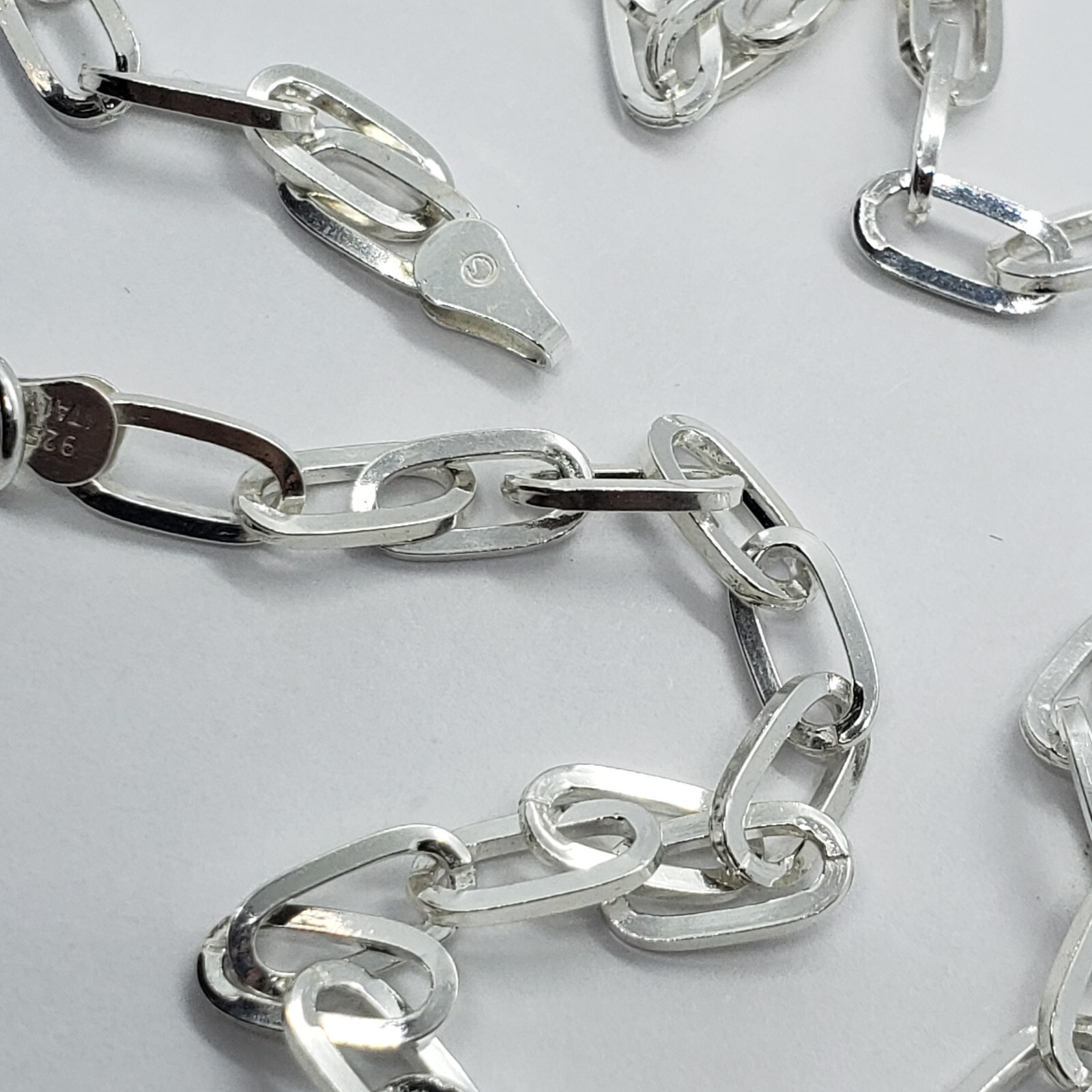 925 Sterling Silver Paperclip Chain Necklace Bracelet 5.5 mm Sizes 7-30 inch