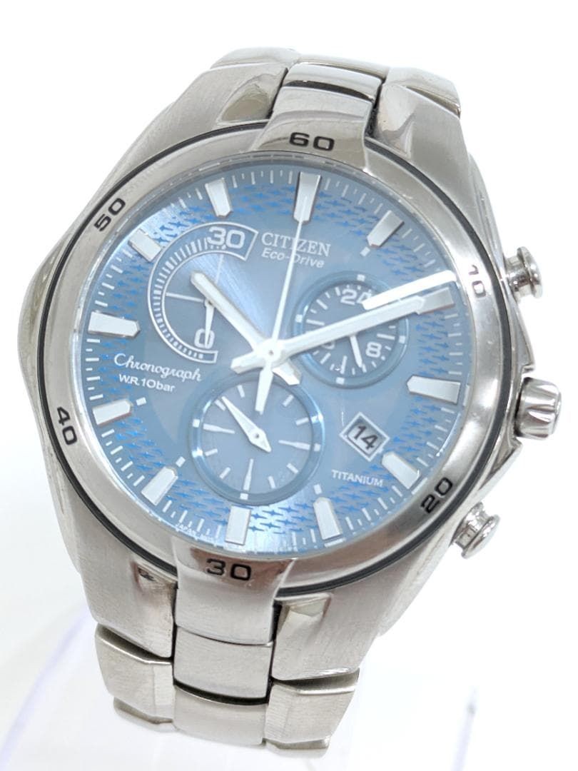 CITIZEN Eco-Drive Solar Chronograph Titanium Blue Dial Men’s Watch From Japan