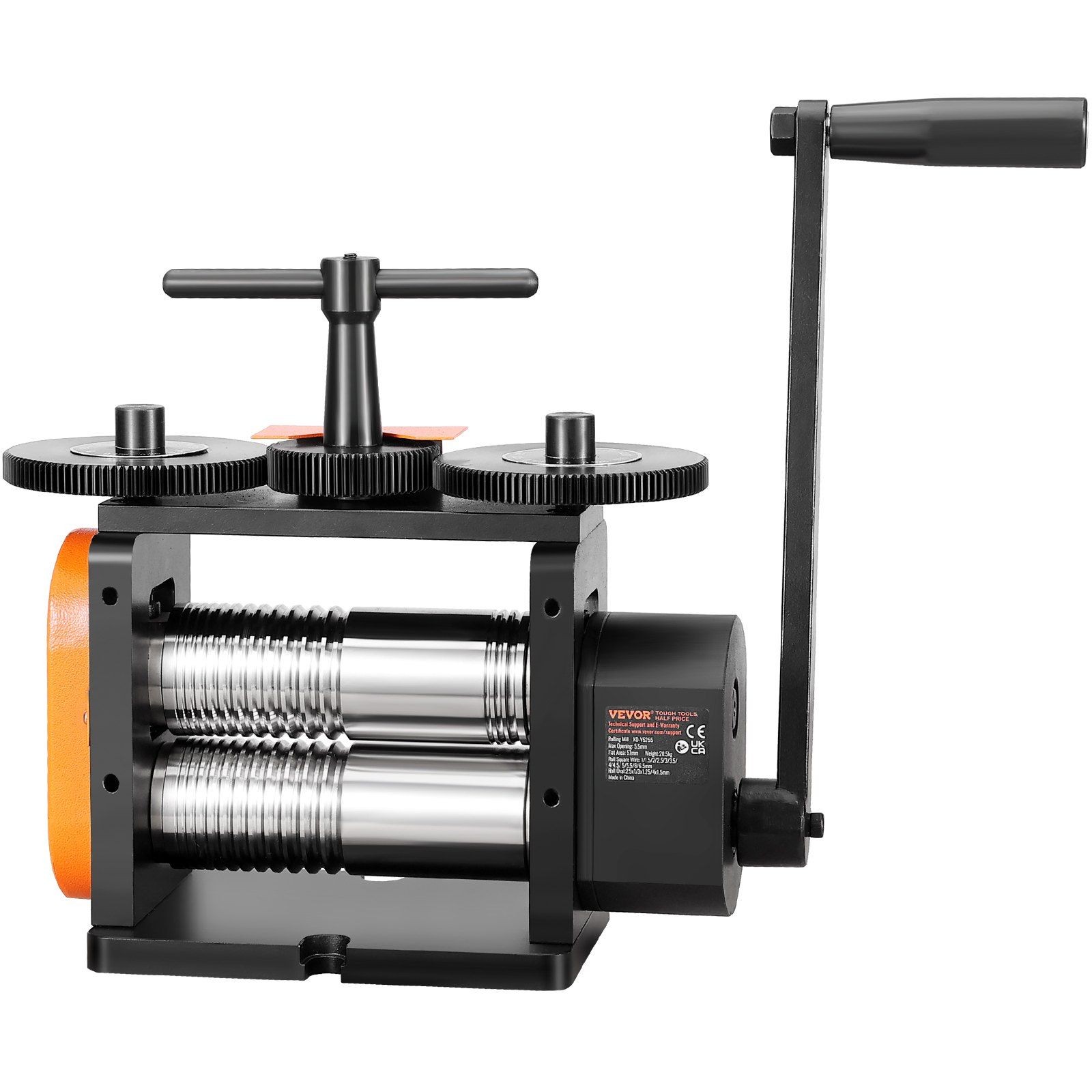 57mm 3-in-1 Jewelry Rolling Mill 0-5.5mm Press & 1:2 Gear Ratio