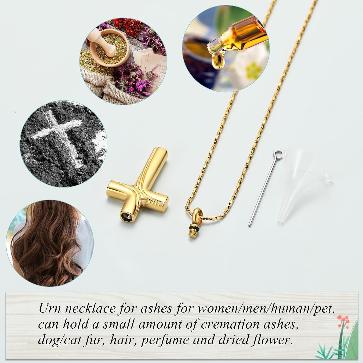 Cross Ashes Cremation Jewelry Stainless Steel Urn Ashes Necklace for Women Men
