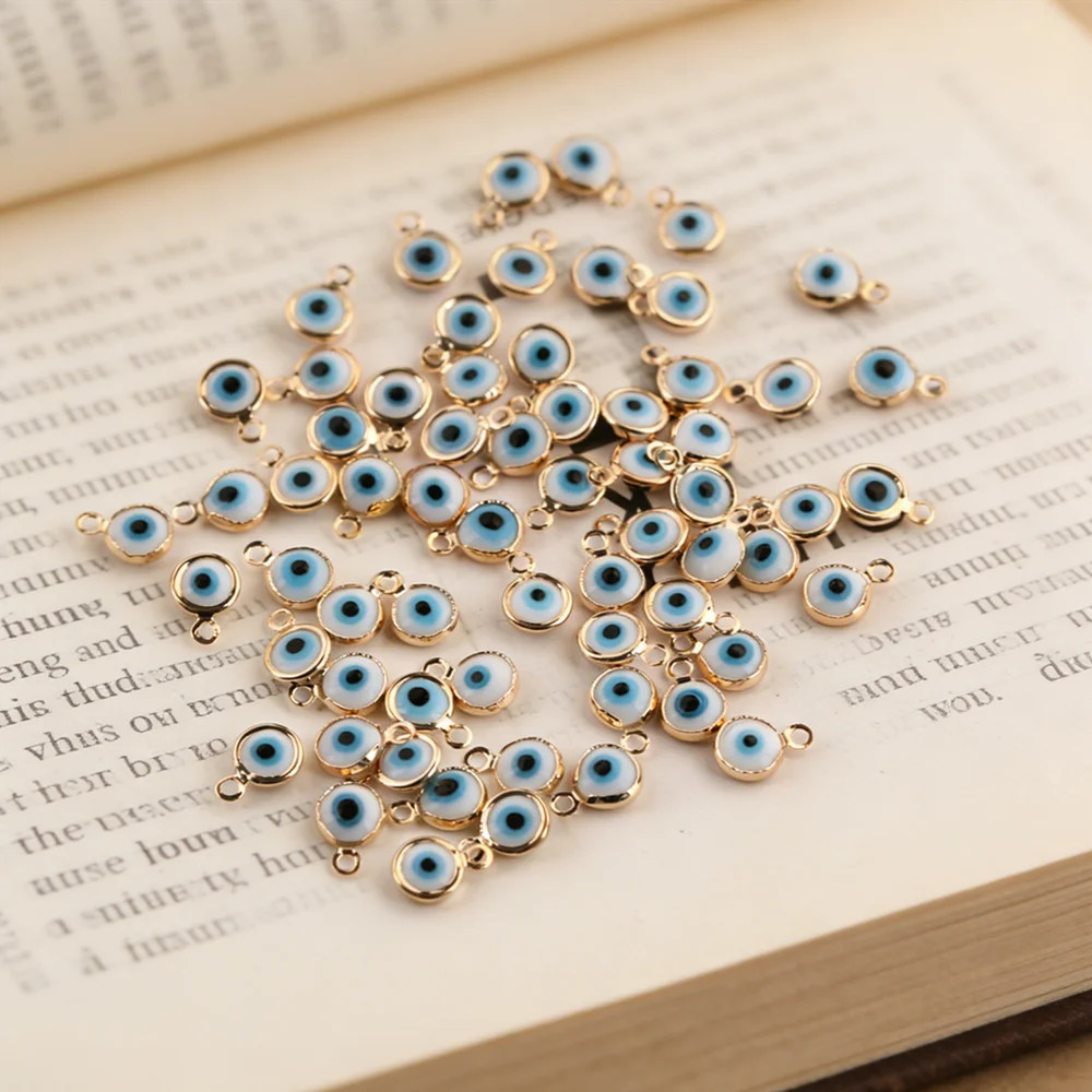 40Pcs/Lot LUCKY EYE Turkey Evil Eye Gold /Silver Color Tone Charms Connectors Be