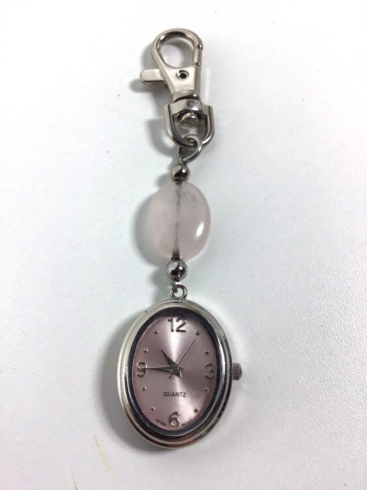Love Amour Watch Rose Quartz Keychain Gemstone Hanging Lobster Clasp New Battery