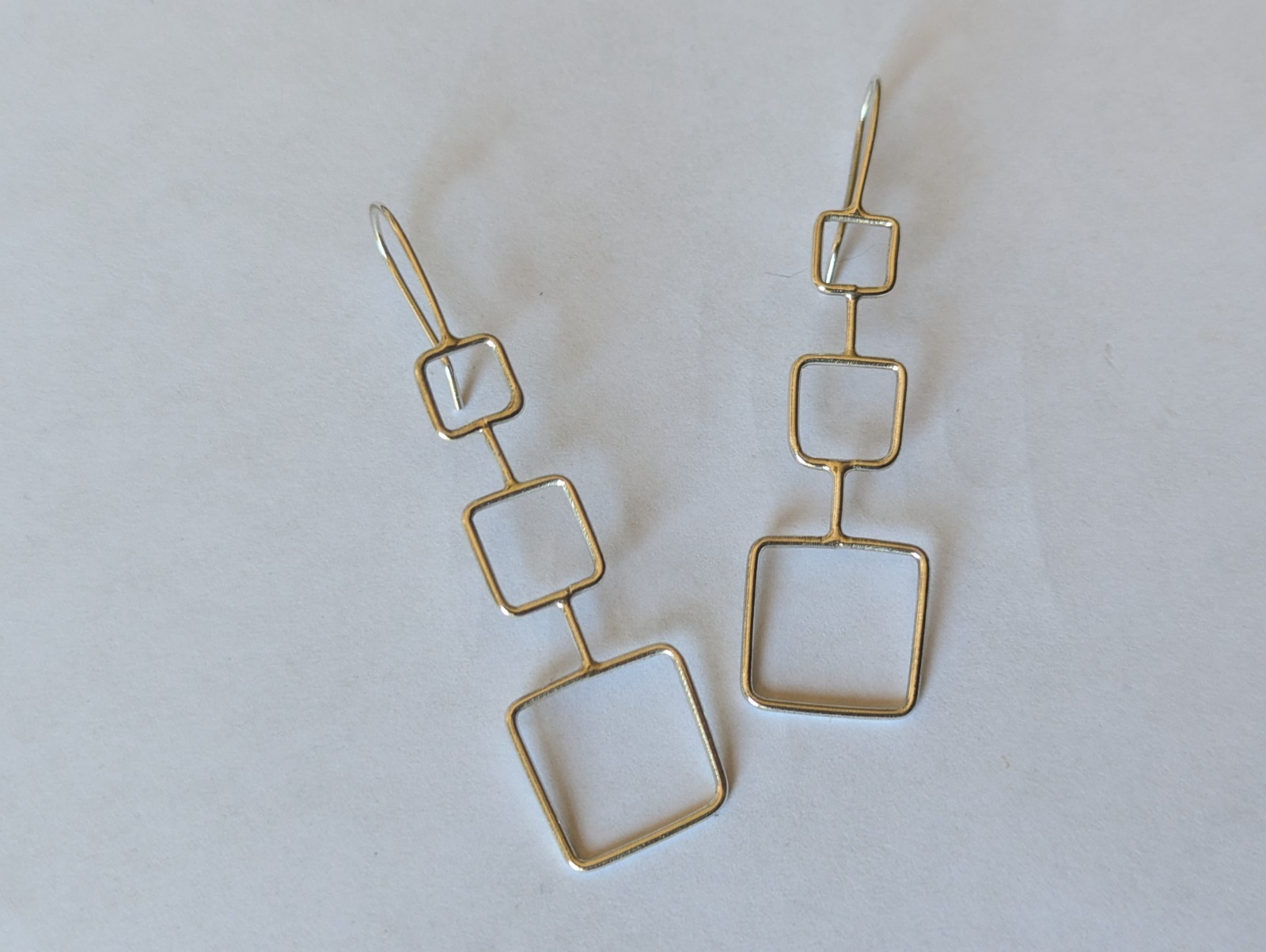 Artisan Hand Made Sterling Silver Abstract Dangle Hook Earrings