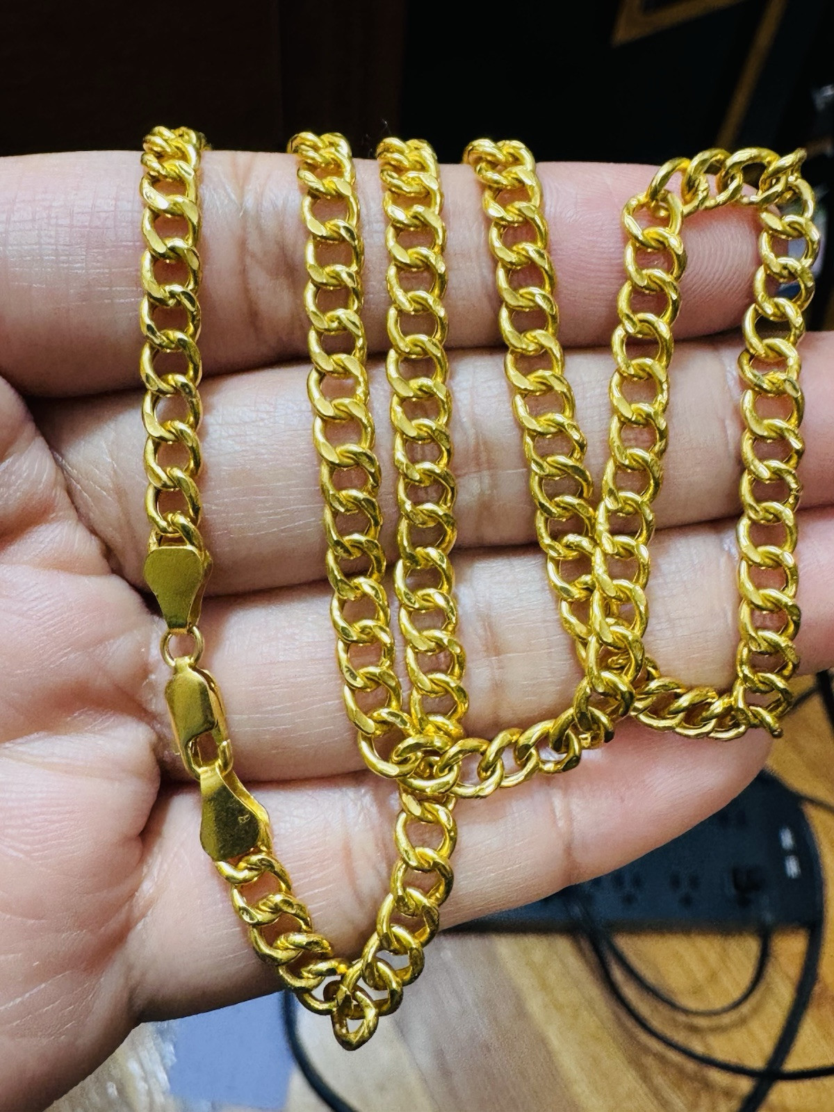 New 22K 916 Fine Real Gold 18”/18.5 inches Curb Necklace 11.9g 5mm Womens