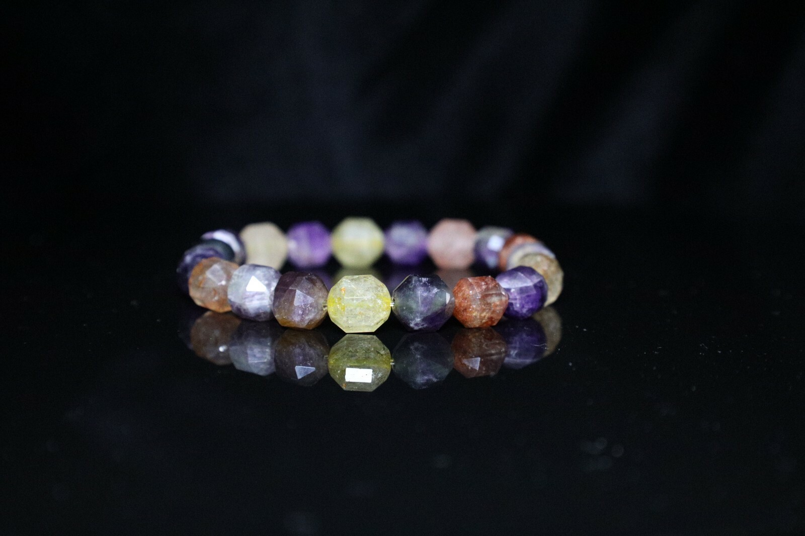Handmade 10 mm AAA Natural Purple Amethyst Golden Red Rutile Quartz 10mm Faceted