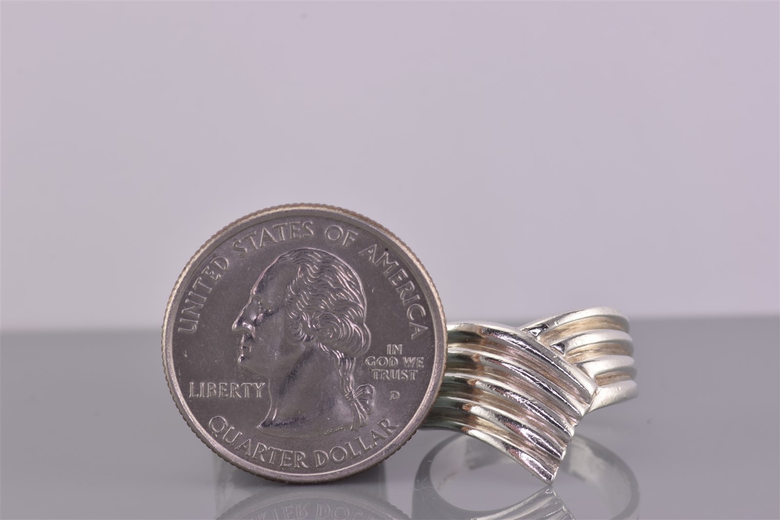 Sterling Silver 15mm Wrap Around Rippled Chevron Band Ring 925 Sz: 7