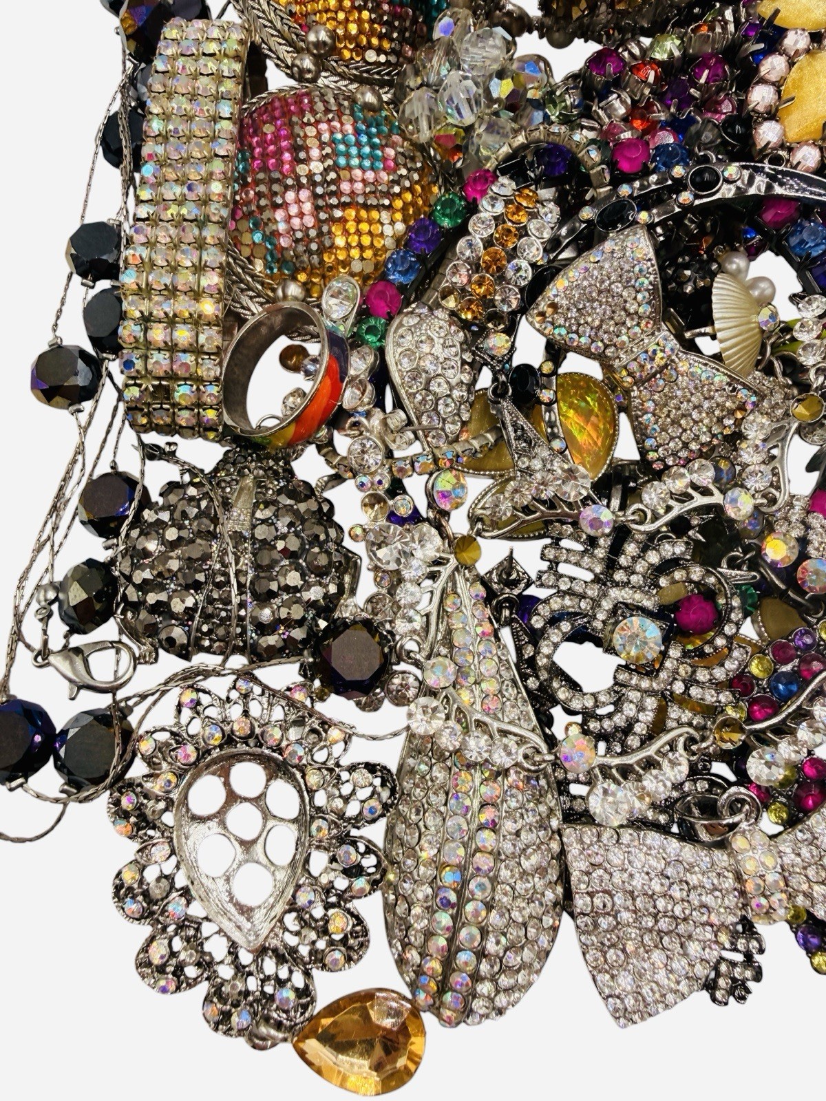 Vintage Lbs AB Multi Rhinestone Repair Craft Scrap Wedding Christmas Jewelry Art