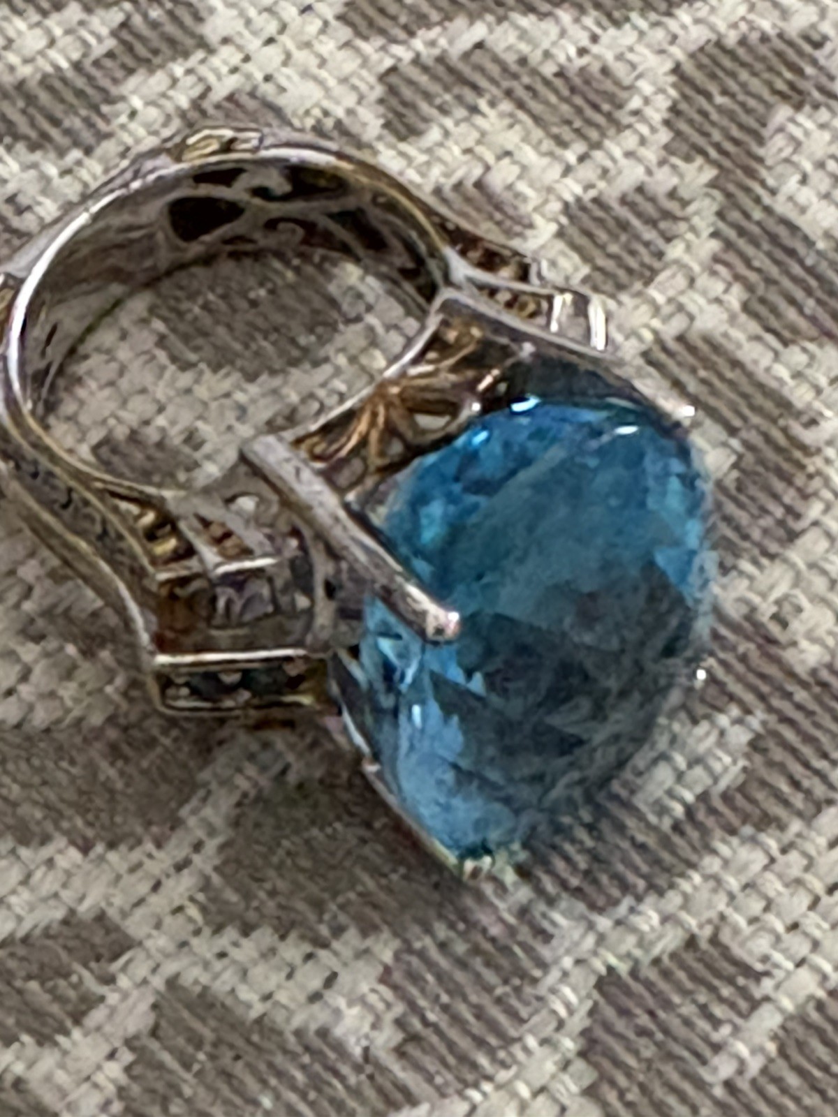 Michael Valitutti Gems En Vogue Sterling Silver Gold Ring Blue Gemstone 6