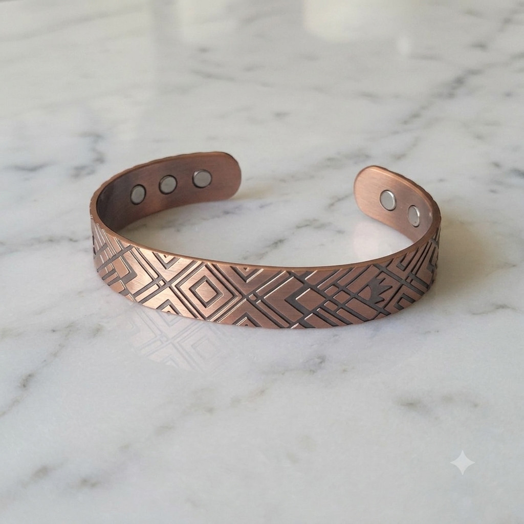 9 Pack Solid Copper Magnetic Bracelet Arthritis Pain Therapy Cuff Set Display