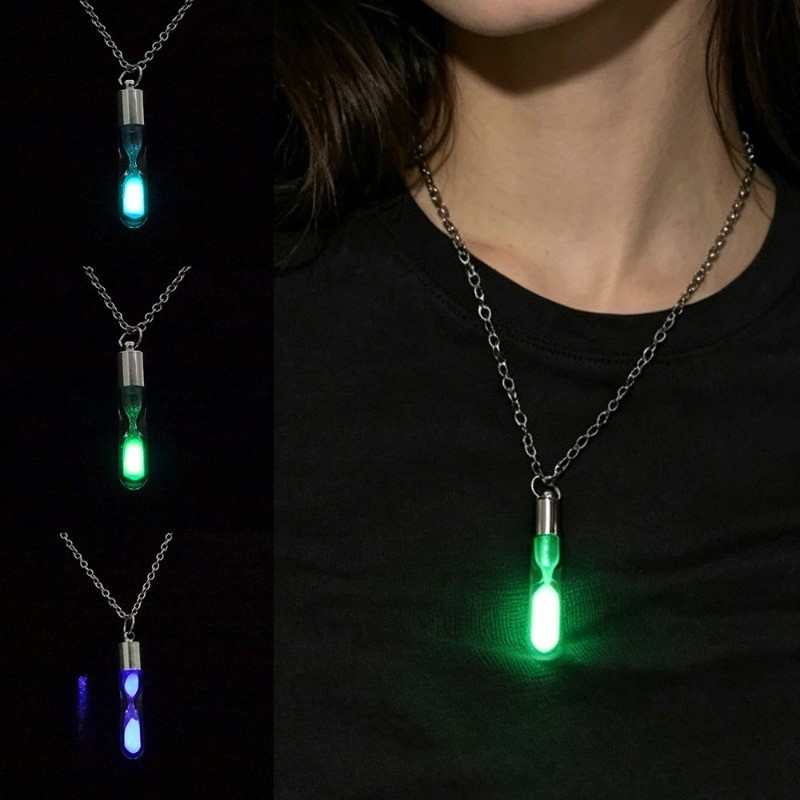 3Pcs Hourglass Bottle Pendant Necklaces Luminous Couple Friendship Jewelry Gift