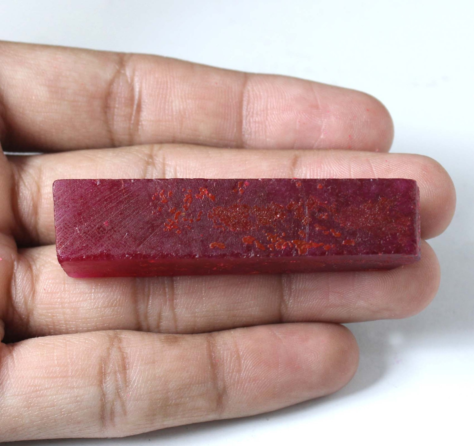 124 Ct Certified Natural Red Ruby Gemstone Slice Rough T36909 Birthday Discount