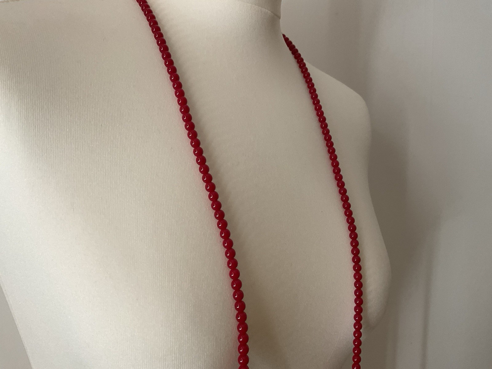 Long Dark Red/Burgundy Beaded Necklace