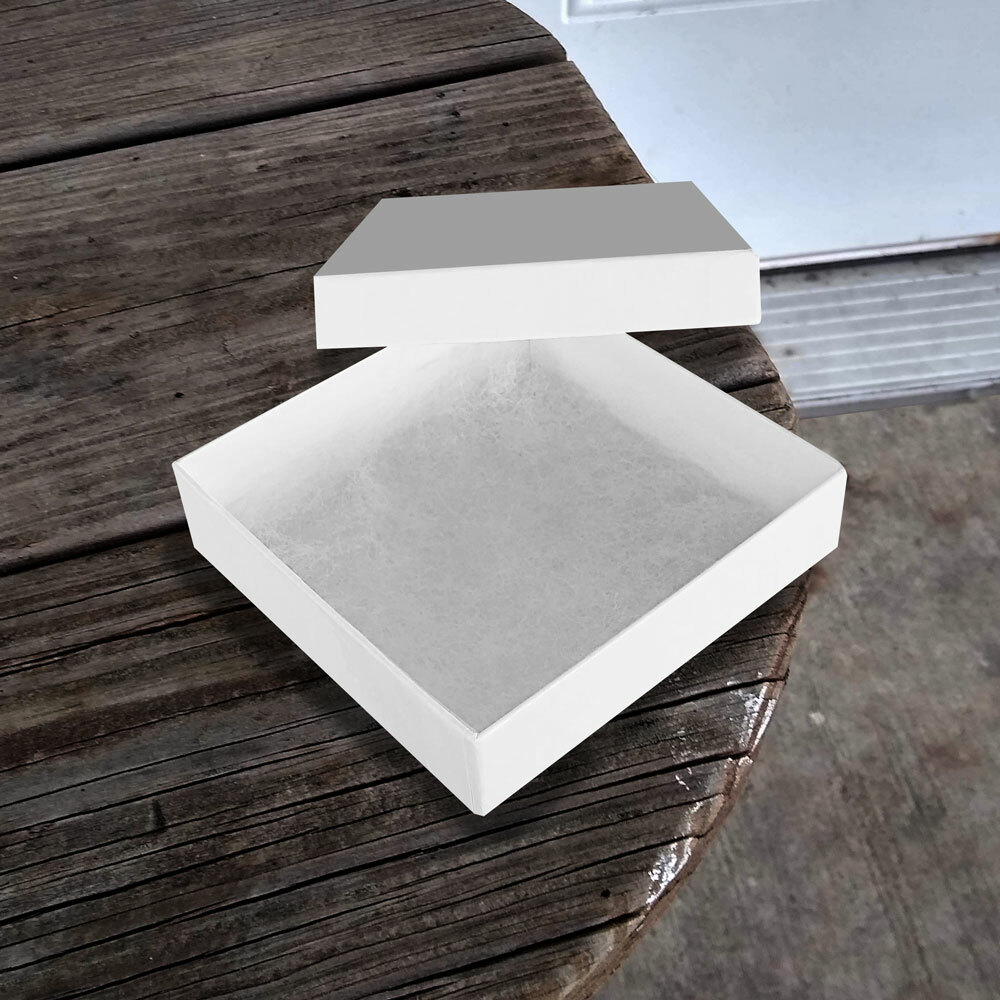 Glossy White Cotton Filled Gift Boxes Jewelry Cardboard Box Lots of 100~200~500