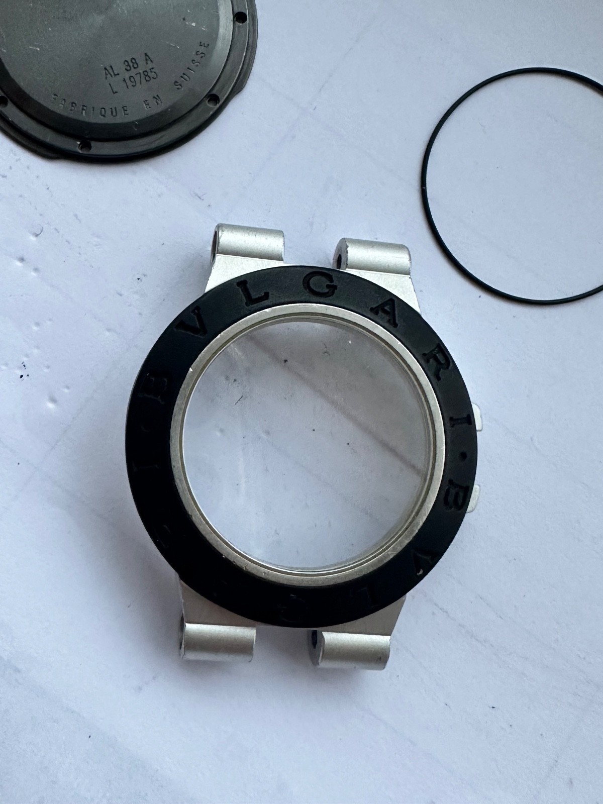 Bvlgari AL 38 A Aluminium Watch Case Complete + Crown – Genuine