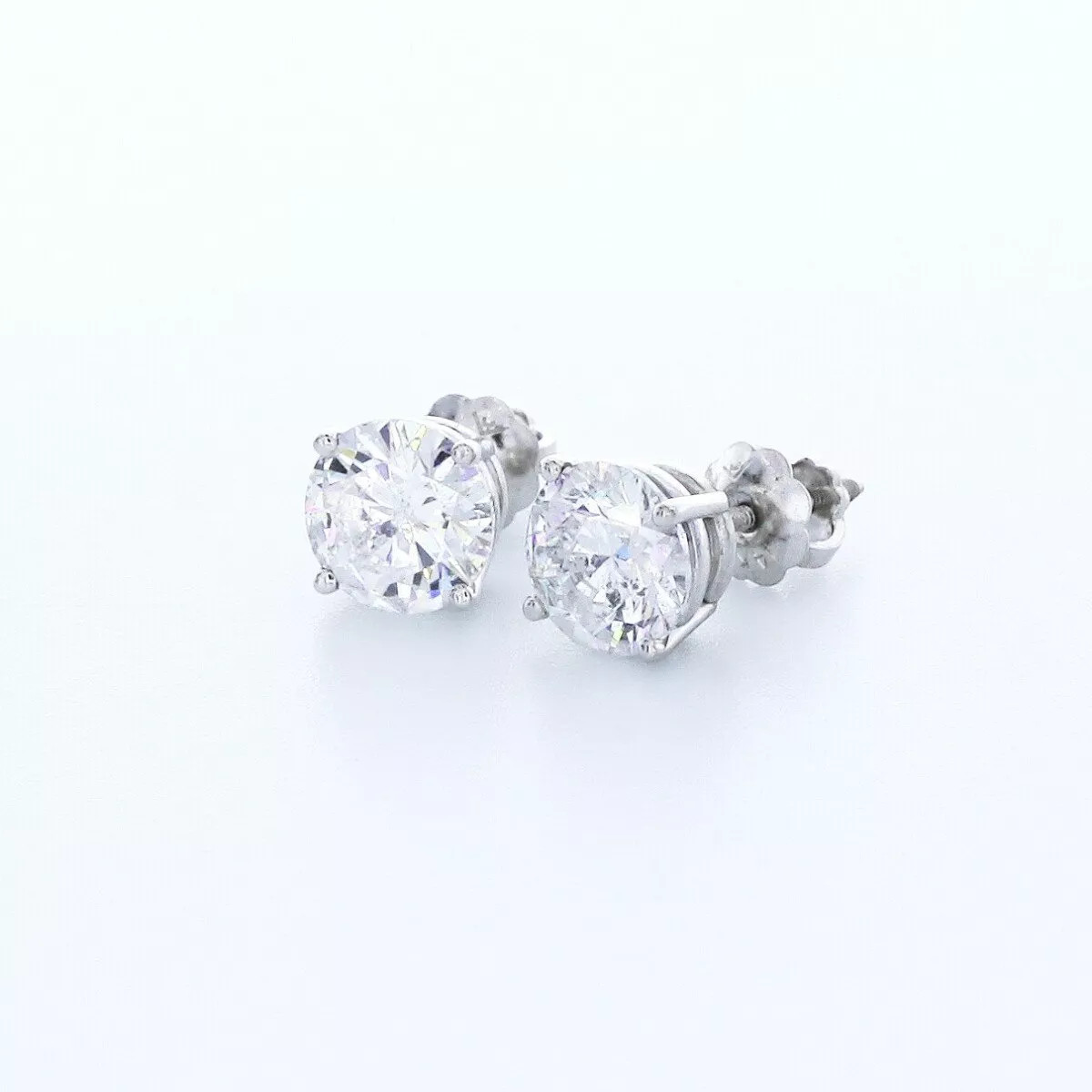 Stud Earrings Solid 14K Yellow Gold Classic Round 2.50 CT Natural Diamond D I1