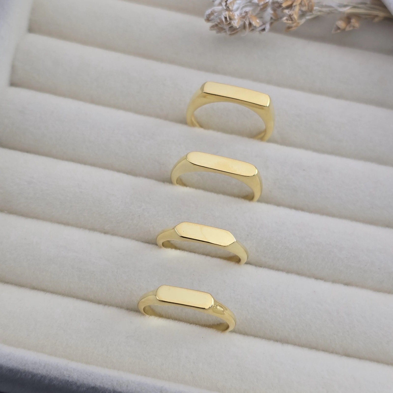 Plain Ring 14K Gold Signet Ring | 925 Stamped | Initials Zodiac Engraved Rings