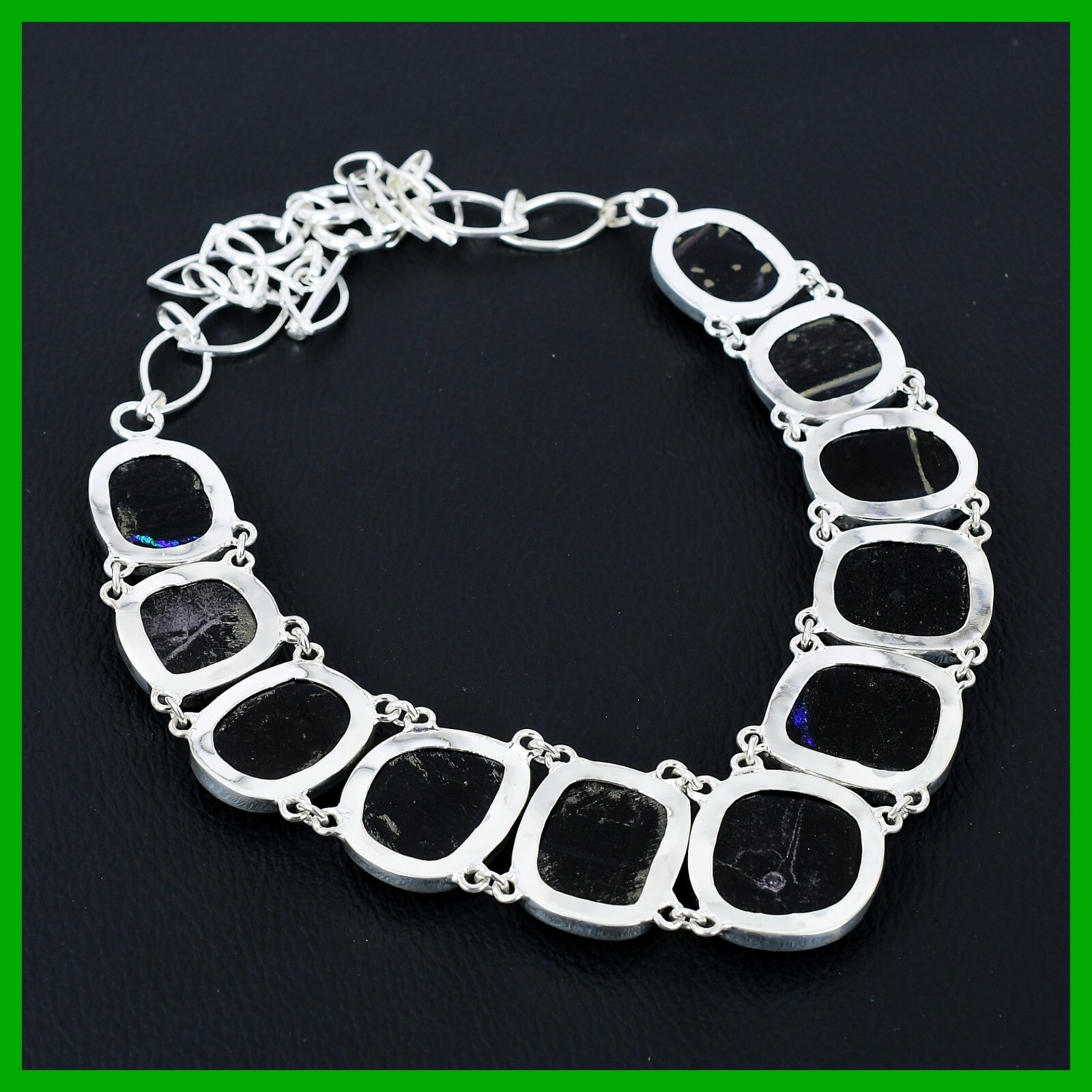 American Dichroic Glass Gemstone 925 Sterling Silver Chain Boho Necklace Jewelry